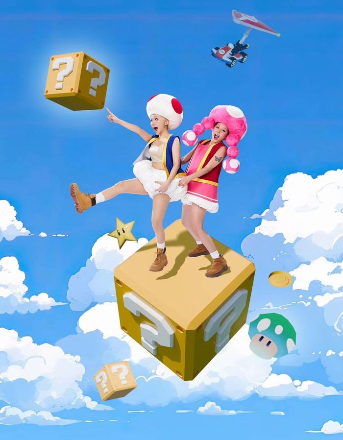 Minh Lai xuất hiện trong hình ảnh của Waluigi, là đồng đội Liu Grace Wario. Orange trong vai Toad - người nấm trung thành với công chúa Peach, Saabirose là cô bạn nấm hồng với hai bím tóc dễ thương Toadette.