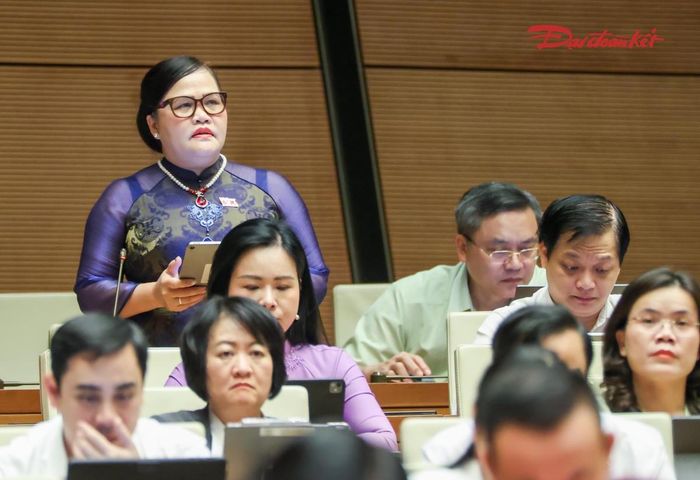 Bà Nguyễn Thị Sửu phát biểu (Ảnh: Quang Vinh)