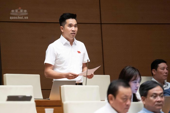  Đại biểu Phạm Ngọc Lâm (ảnh trái) và đại biểu Bùi Thanh Nam (ảnh phải) góp ý về lĩnh vực ngân hàng. Ảnh: Quochoi.vn. 