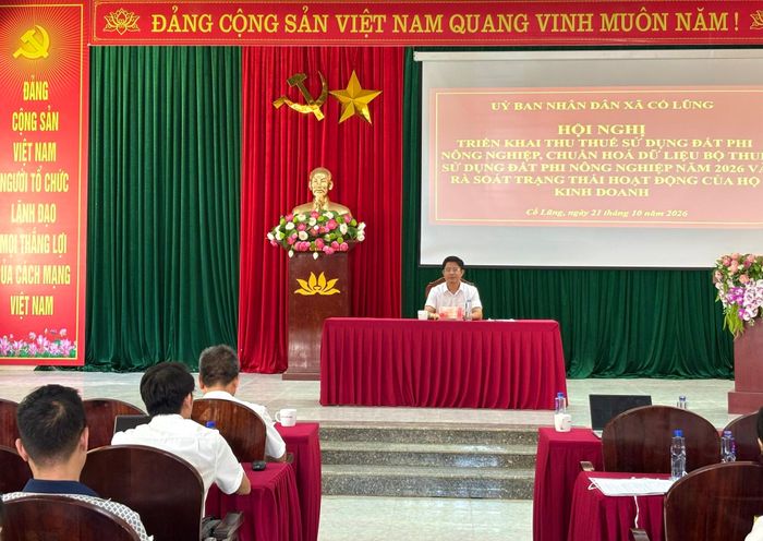 UBND xã Cổ Lũng tổ chức Hội nghị triển khai thu thuế sử dụng đất phi nông nghiệp, chuẩn hóa dữ liệu Bộ Thuế sử dụng đất phi nông nghiệp năm 2026 và rà soát trạng thái hoạt động của hộ kinh doanh trên địa bàn xã