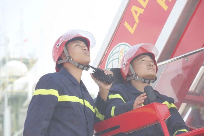Diễn tập chữa cháy, cứu nạn tại Long Sơn. (Ảnh: Ban tổ chức cung cấp)