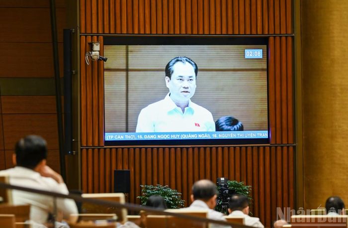 Bộ trưởng Nông nghiệp và Môi trường Trịnh Việt Hùng phát biểu giải trình, làm rõ một số vấn đề đại biểu Quốc hội nêu. (Ảnh: DUY LINH)