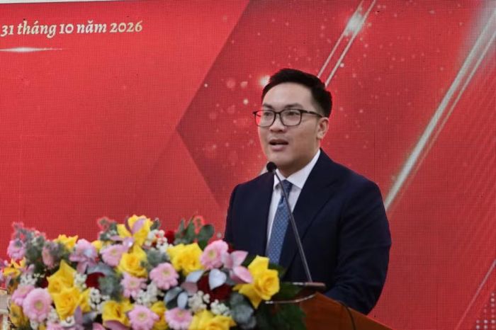 TS Trịnh Huỳnh An, Phó Hiệu trưởng Trường Đại học Bình Dương, Giám đốc Phân hiệu Trường Đại học Bình Dương tại Cà Mau phát biểu tại sự kiện.