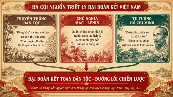 Đồ họa 1: Ba cội nguồn triết lý của đại đoàn kết Việt Nam 