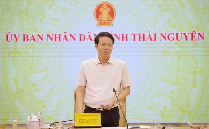 Phó Chủ tịch UBND tỉnh Thái Nguyên Dương Văn Lượng phát biểu tại cuộc họp. Ảnh: thainguyen.gov.vn