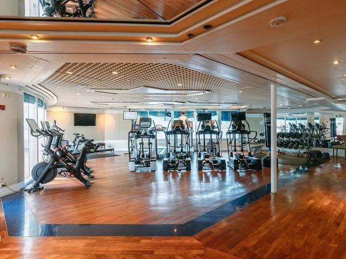 Trung tâm thể dục thể hình có các thiết bị tập luyện tim mạch và sức mạnh, tầm nhìn ra biển. Nơi đây cũng cung cấp các lớp học như yoga và các buổi trị liệu sức khỏe. Ảnh: Villa Vie Residences.