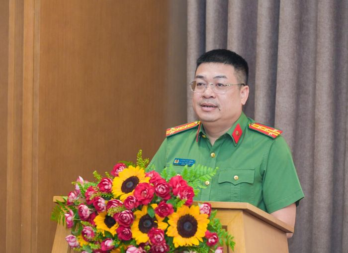 Đại tá Lương Đức Minh - Chủ tịch HĐTV GTINX phát biểu tại lễ ký hợp tác.