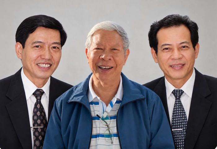 PGS Bùi Mạnh Nhị, PGS Hoàng Văn Cẩn và TS Bạch Văn Hợp (từ trái qua phải). Ảnh: Tư liệu do PGS.TS Nguyễn Kim Hồng cung cấp