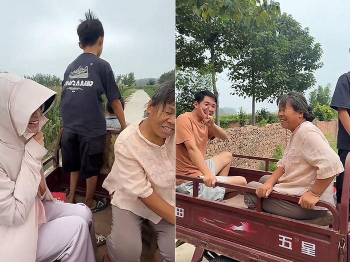 Hường cùng nhà chồng trong dịp cùng nhau đi chơi