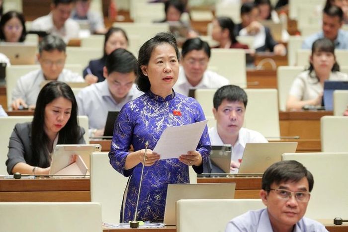 Đại biểu Tô Ái Vang (Đoàn ĐBQH thành phố Cần Thơ) phát biểu thảo luận. Ảnh: Quốc hội