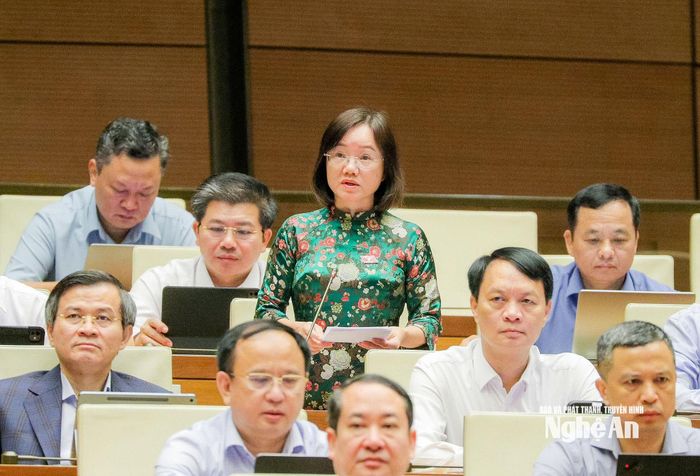 Đại biểu Thái Thị An Chung - Đoàn ĐBQH tỉnh Nghệ An phát biểu thảo luận. Ảnh: Lâm Hiển