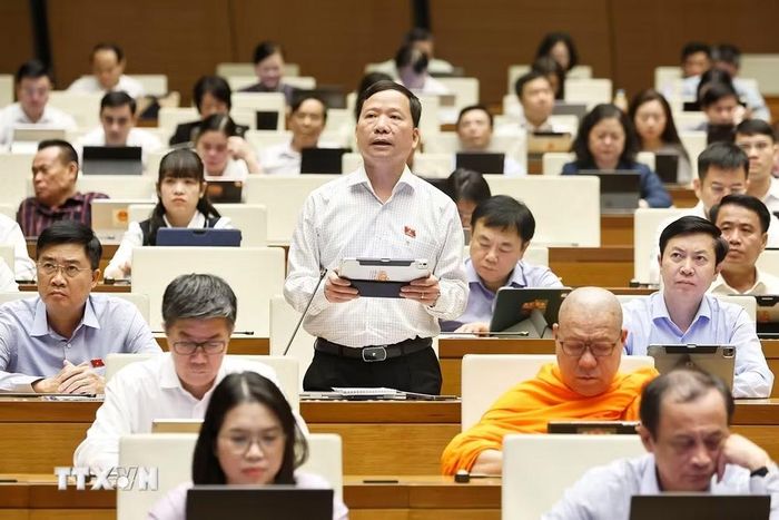 Đại biểu Quốc hội tỉnh Lạng Sơn Nguyễn Đặng Ân phát biểu. (Ảnh: Doãn Tấn/TTXVN)