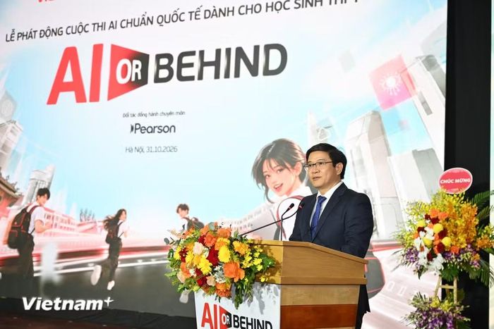 Ông Thái Văn Tài - Vụ trưởng Vụ Giáo dục Phổ thông, Bộ Giáo dục và Đào tạo chia sẻ tại sự kiện. (Ảnh: Minh Sơn/Vietnam+)