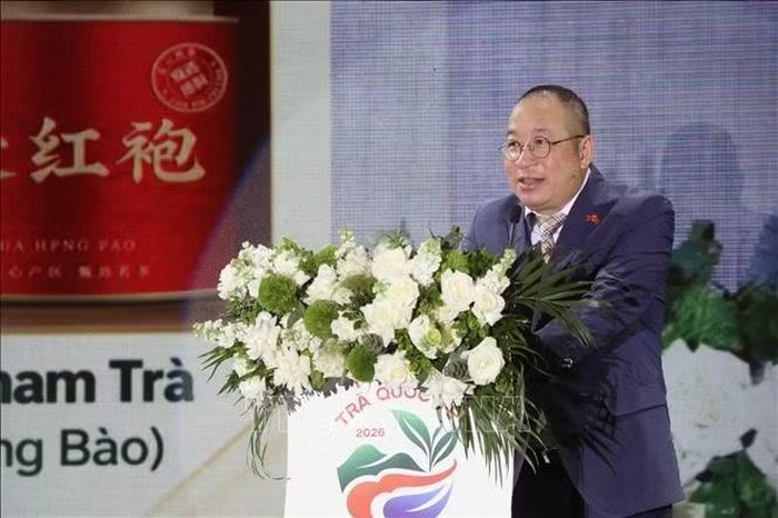 Ông Steve Bùi, Chủ tịch Hội đồng Doanh nghiệp Việt Trung tham luận. Ảnh: Trần Trang/TTXVN