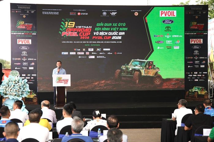 Ông Phạm Xuân Tài, Phó giám đốc Sở Văn hóa, Thể thao và Du lịch Hà Nội phát biểu tại lễ khai mạc.