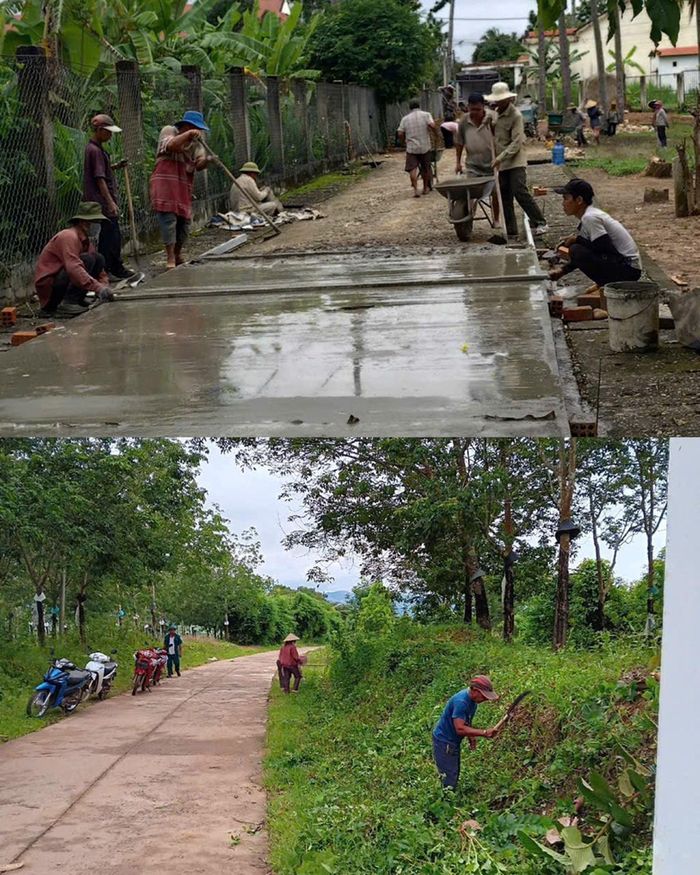 Người dân tham gia làm đường, tổng dọn vệ sinh tại khu dân cư