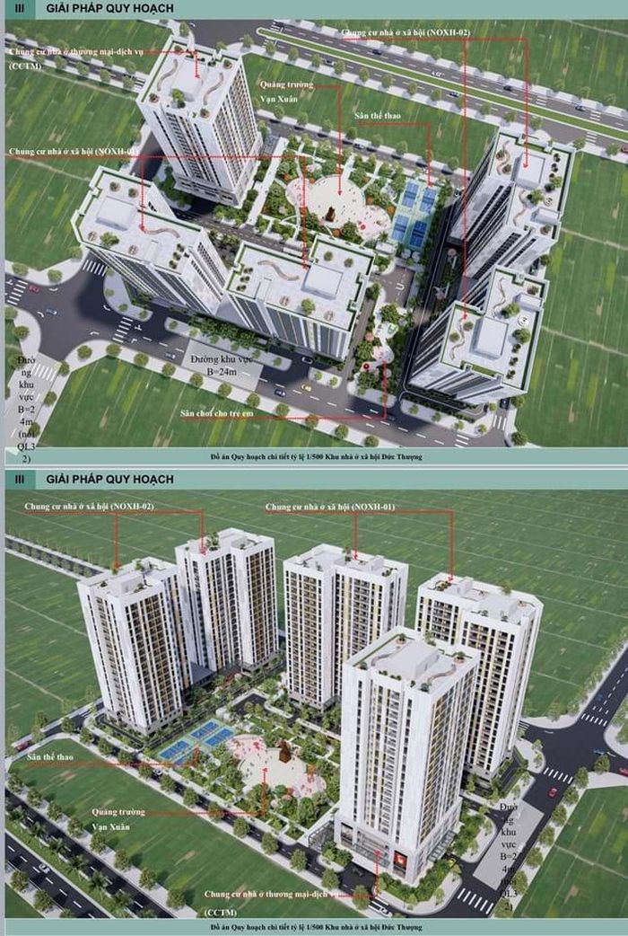 Quy hoạch chi tiết 1/500 Khu nhà ở xã hội Đức Thượng. Ảnh: Trang Thông tin điện tử xã Hoài Đức – Hà Nội