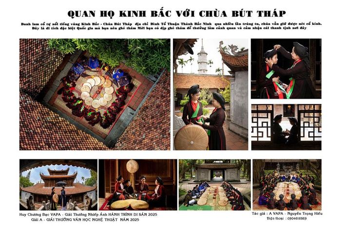  Bộ ảnh "Quan họ Kinh Bắc với chùa Bút Tháp" của nghệ sĩ Nguyễn Trọng Hiếu giành Huy chương Bạc "Giải thưởng Nhiếp ảnh Heritage - Hành trình di sản 2025". 