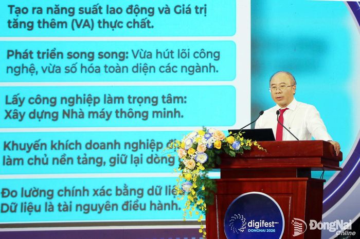 Phó Giám đốc phụ trách Sở Khoa học và Công nghệ Nguyễn Minh Quang phát biểu khai mạc hội thảo. Ảnh: Hải Quân