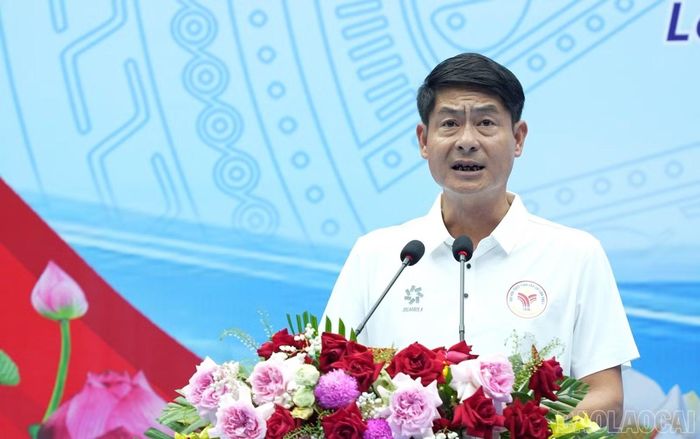 Đồng chí Nguyễn Thái Hòa - Phó Giám đốc Sở Văn hóa, Thể thao và Du lịch, Phó Trưởng Ban Tổ chức Đại hội phát biểu bế mạc