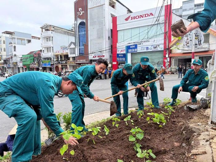 Ra quân trồng hoa khắp các tuyến phố