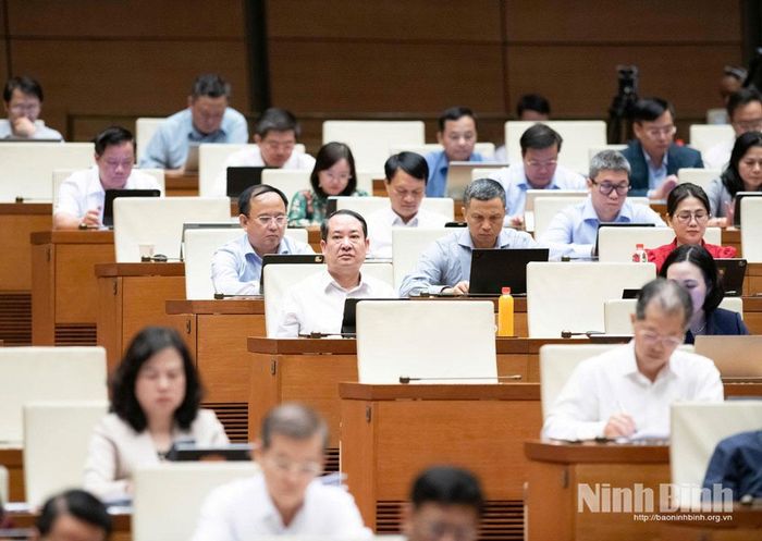 Đại biểu tham gia phiên họp tại Hội trường.