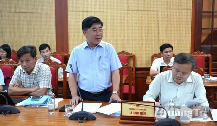 Đồng chí Phạm Quang Long, Trưởng ban Quản lý Khu Kinh tế tỉnh phát biểu tại buổi làm việc - Ảnh: T.Đ