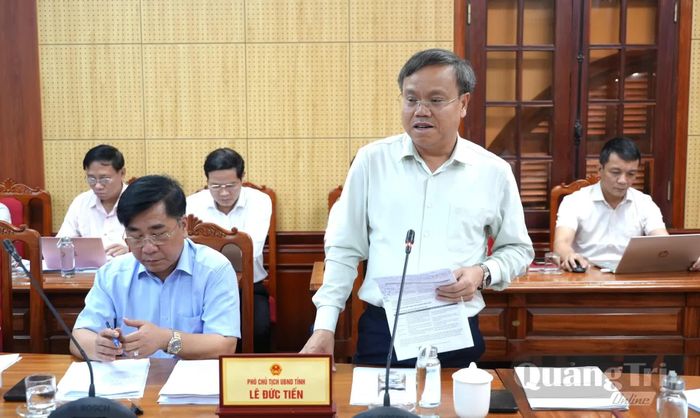 Đồng chí Lê Đức Tiến, Phó Chủ tịch UBND tỉnh phát biểu tại buổi làm việc - Ảnh: T.Đ