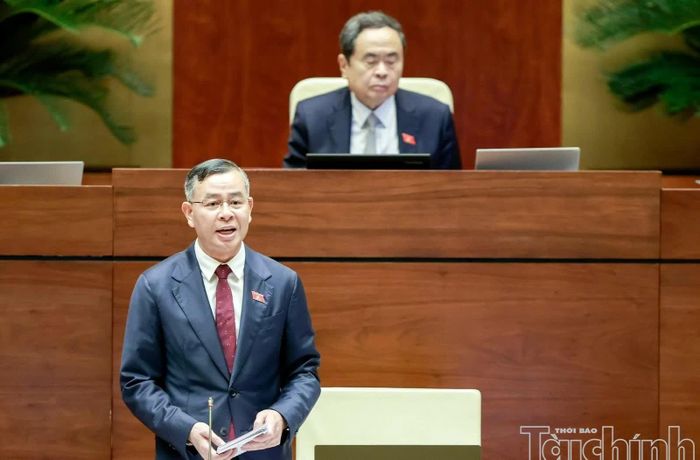 Bộ trưởng Bộ Tài chính Ngô Văn Tuấn phát biểu tại Quốc hội. Ảnh: Đức Thanh