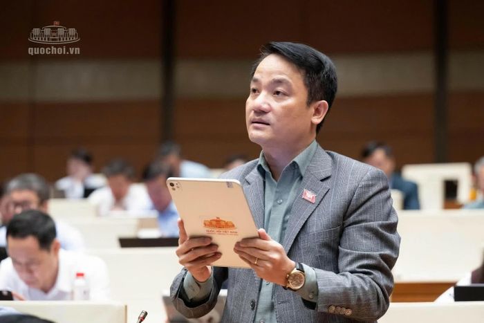 Đại biểu Lê Văn Thế (đoàn Ninh Bình) phát biểu