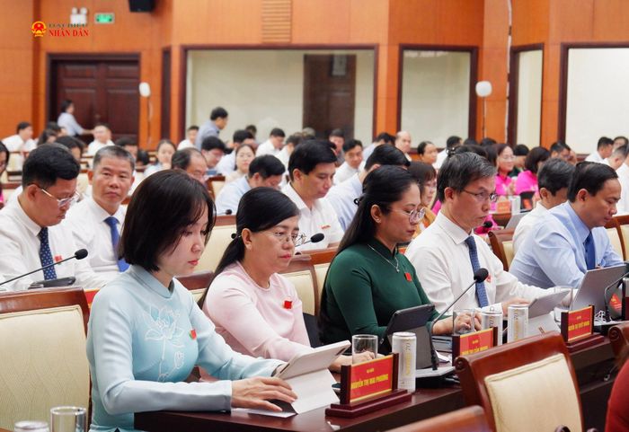 Các đại biểu HĐND biểu quyết thông qua các nghị quyết. Ảnh: Hoa Lê