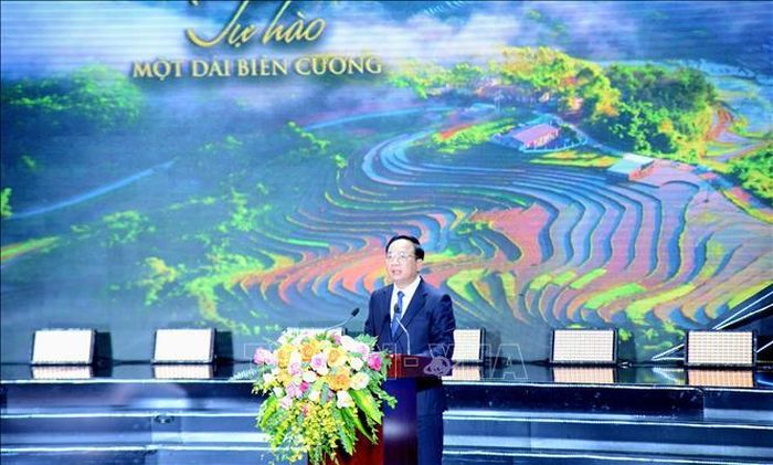 Trưởng ban Tuyên giáo Trung ương Trịnh Văn Quyết phát biểu tại buổi lễ. Ảnh: Thanh Vân/TTXVN
