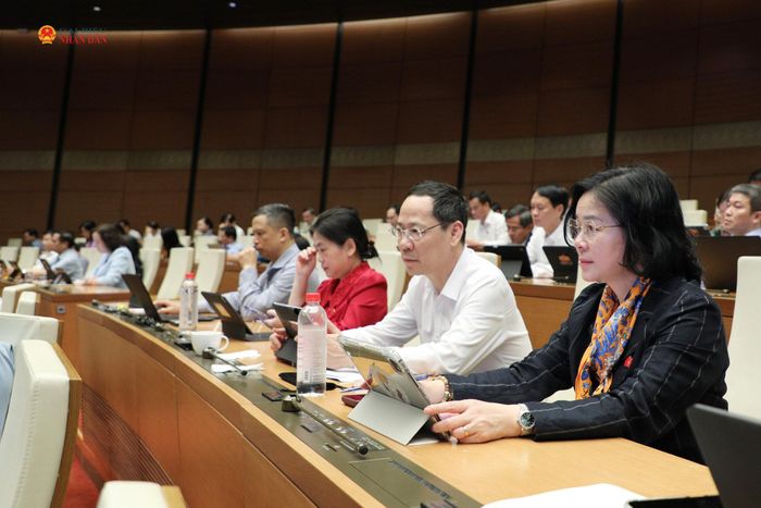 Các đại biểu tham dự phiên thảo luận về kinh tế - xã hội sáng 31/10. Ảnh: Khánh Duy