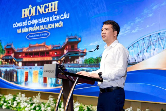 Phó Chủ tịch UBND thành phố Huế Trần Hữu Thùy Giang phát biểu tại hội nghị. Ảnh: Tấn Tài