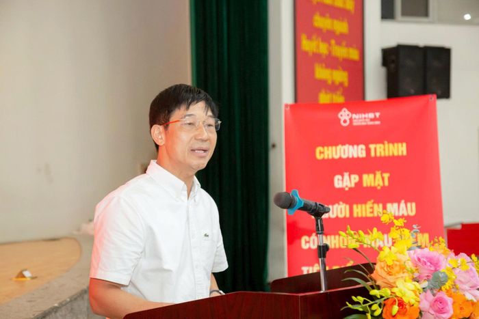 PGS.TS Trần Ngọc Quế, Giám đốc Trung tâm Máu quốc gia phát biểu tại chương trình. Ảnh: PV