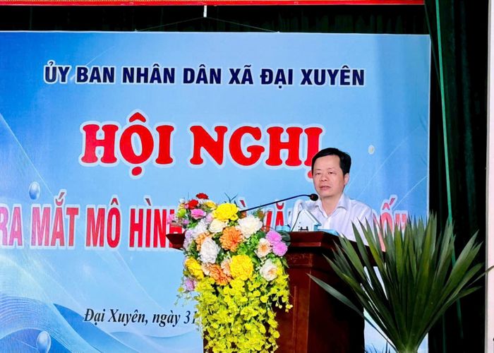 Chủ tịch UBND xã Đại Xuyên Hoàng Tuân phát biểu chỉ đạo tại hội nghị. Ảnh: PV