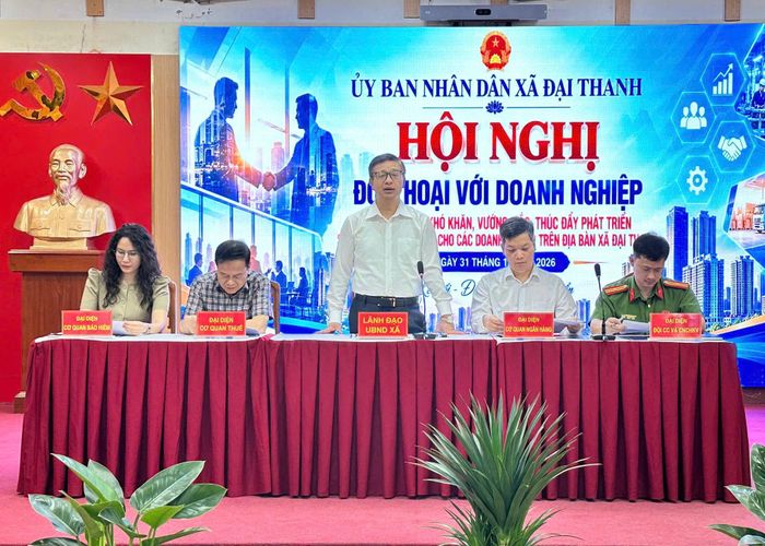 Chủ tịch UBND xã Đại Thanh Nguyễn Văn Hưng phát biểu kết luận hội nghị. Ảnh: Mai Duyên 