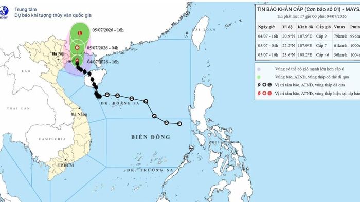Bão số 1 giật cấp 11, đã đi vào khu vực vùng biển tỉnh Quảng Ninh