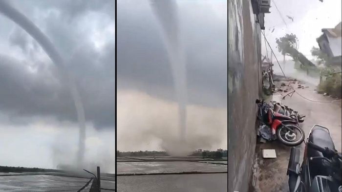 Khoảnh khắc v&ograve;i rồng qu&eacute;t qua c&aacute;nh đồng Hưng Y&ecirc;n, cuốn bay nhiều m&aacute;i t&ocirc;n