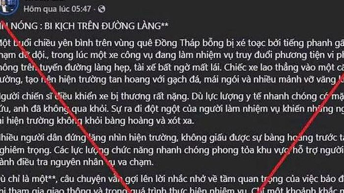 Th&ocirc;ng tin 'xe c&ocirc;ng vụ truy đuổi người vi phạm khiến 1 chiến sĩ tử vong' l&agrave; bịa đặt
