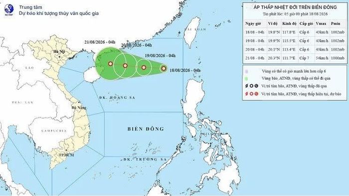 Biển Đông có áp thấp nhiệt đới