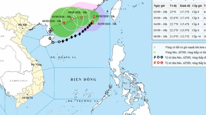 Bão số 5 tiếp tục đổi hướng, quay ngoặt lại trên Biển Đông