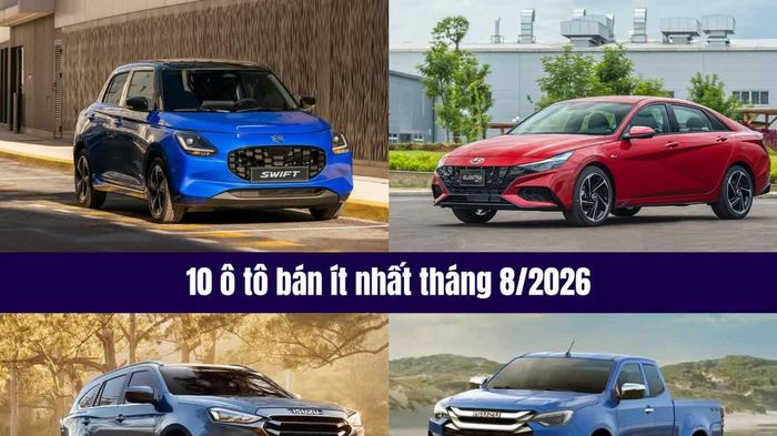 10 ô tô bán ít nhất tháng 8/2026: Xe giá thấp khó bán hơn xe tiền tỷ