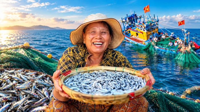 Trúng đậm luồng cá cơm dày đặc áp bờ, làng chài Gia Lai sôi động ngày đêm